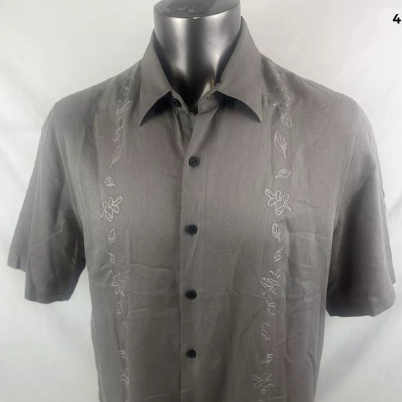 Nat Nast Luxury Originals Mens Shirt Large  Embroidered Panel Zinc Silk  Cotton - Picture 1 of 12